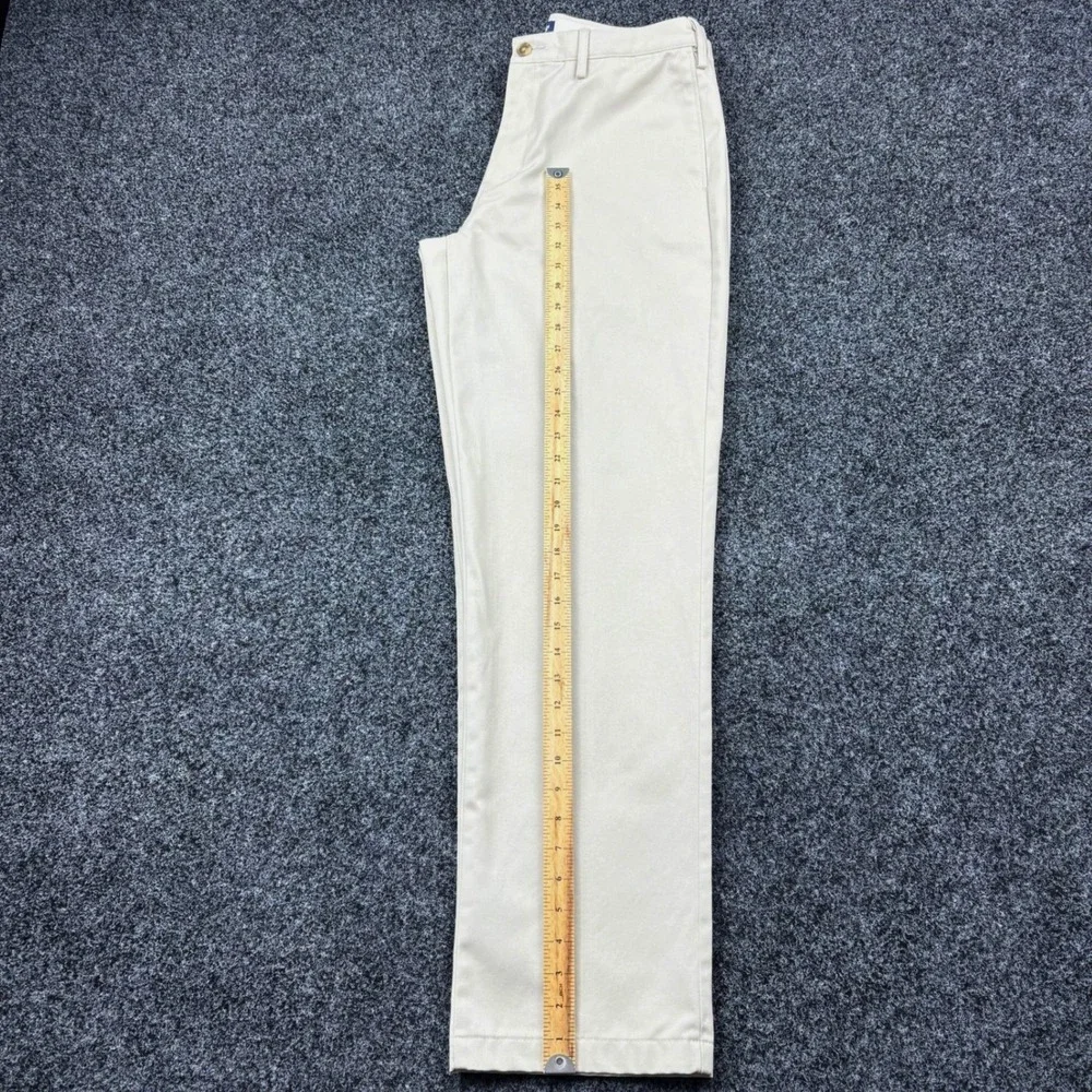 Lands End Pants Mens 34x34 Khaki Beige Traditional Fit Flat Front Chino Trousers